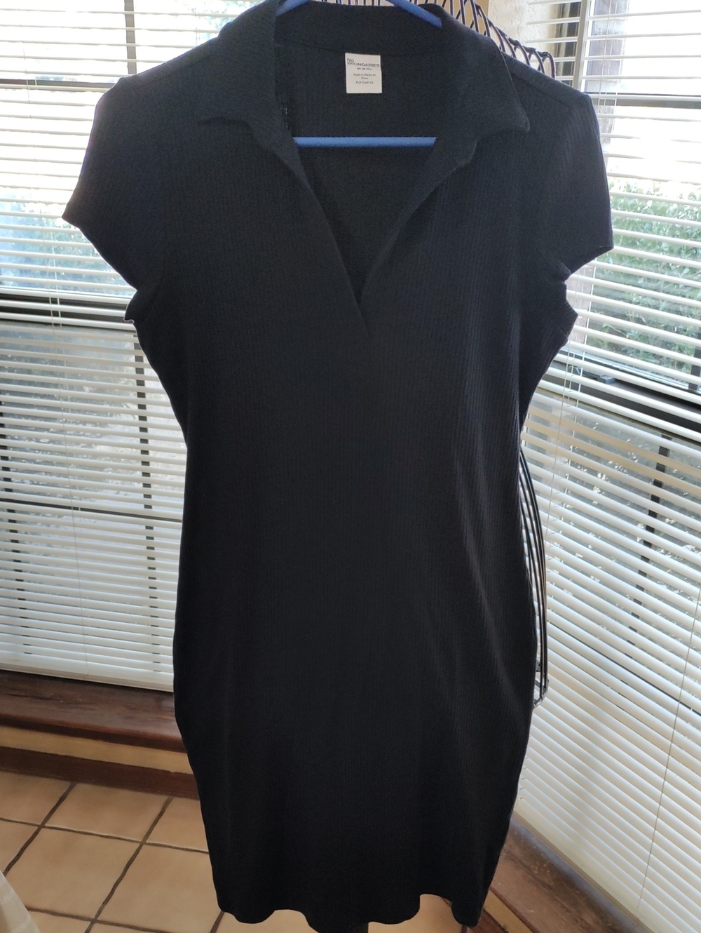 No Boundaries Black Ribbed Polo Women's Dress -